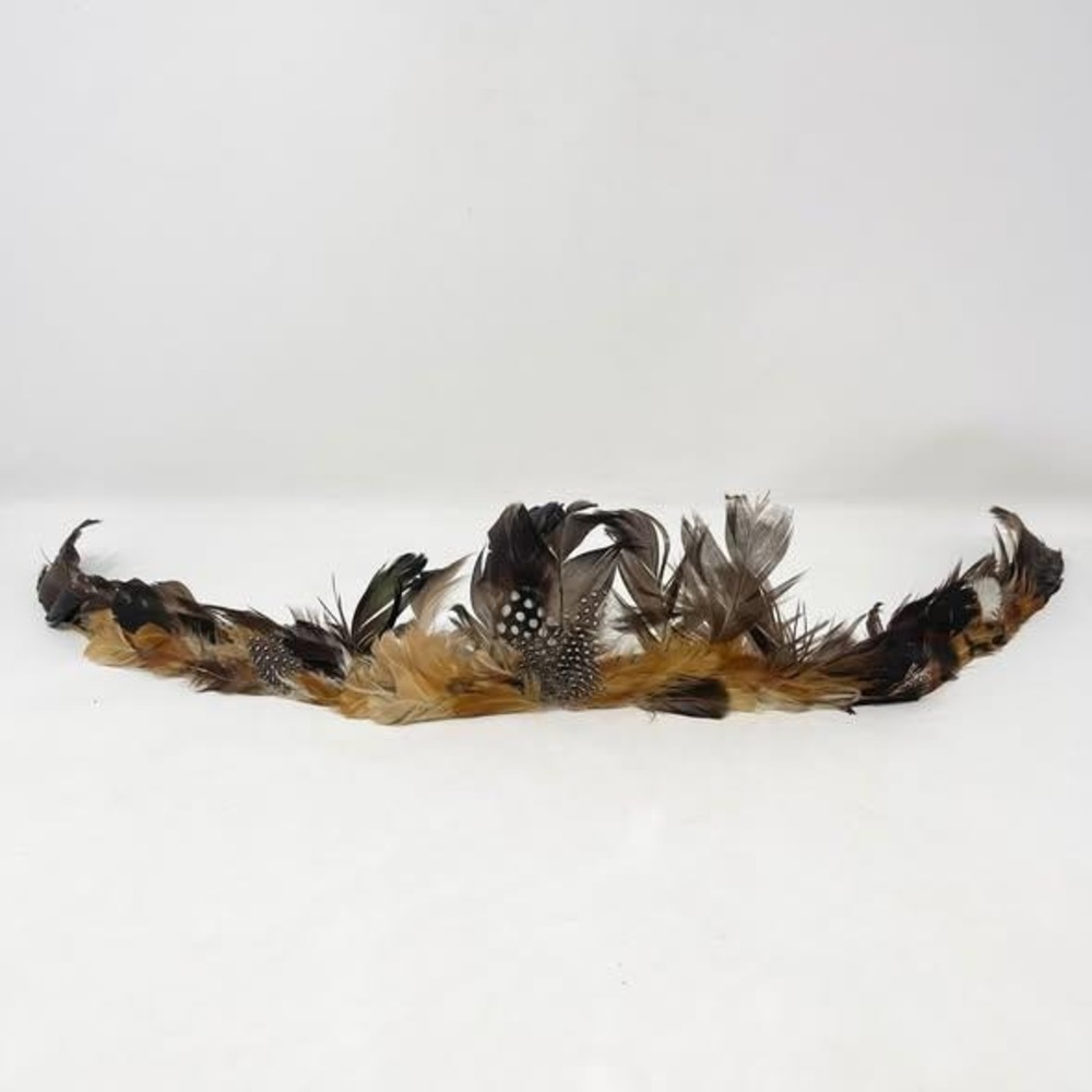 VTG Cowboy Hat Feather Crown Band Brown Tan w/Pins H Hippie Festival Western